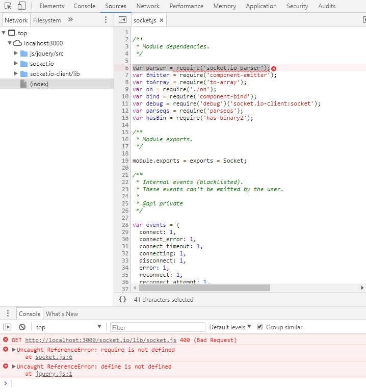 javascript chatexample in socket.io won't work in phonegap. I am keep having that error