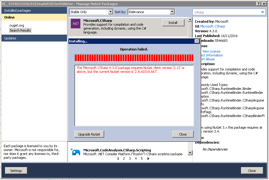 NuGet Install Erros VS 2010 Shell Stack Overflow