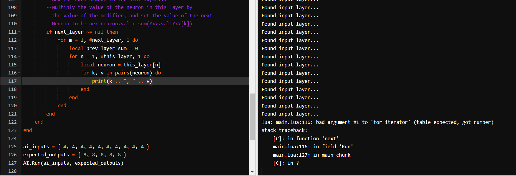 Why is Lua treating tables as numbers? Stack Overflow