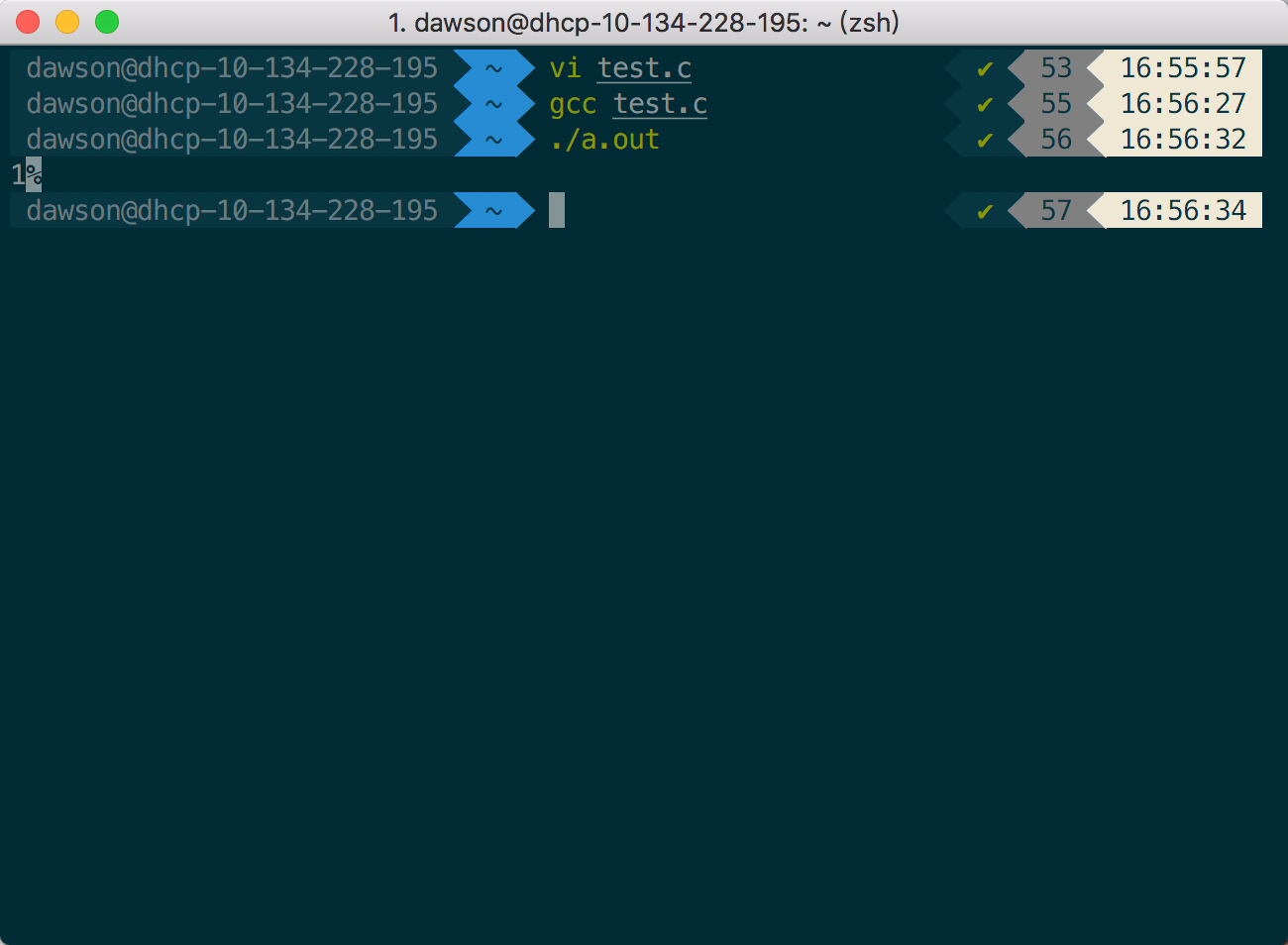 vim ZSH print '' automatically after the result of the C program