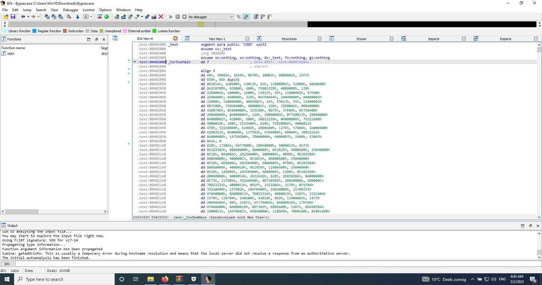 disassembly ida shows instructions as hex data Reverse Engineering
