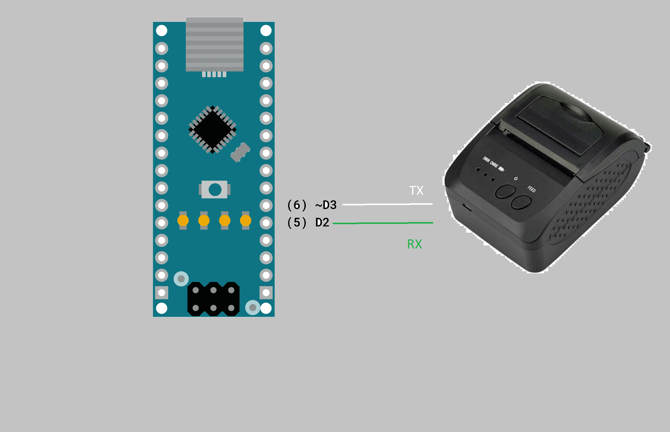 How to connect Arduino Nano to Thermal Printer via serial connection