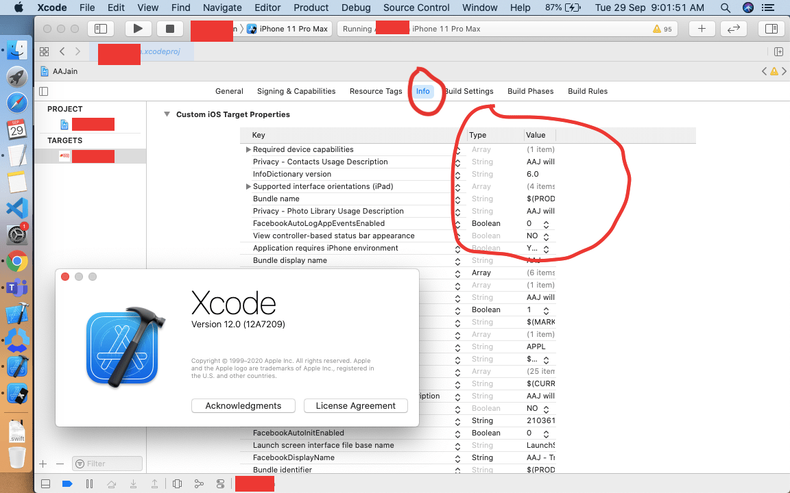 xcode12 In Xcode 12, In Info.plist file column expanding or resizing