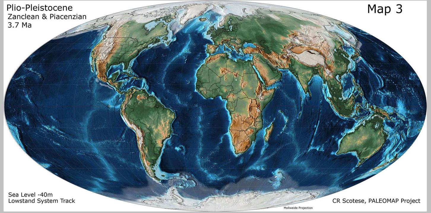 glaciology Which depiction of the world map, with focus on dry land