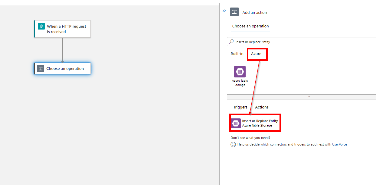 How to insert entity into Azure Table Storage using Logic App Standard? Stack Overflow