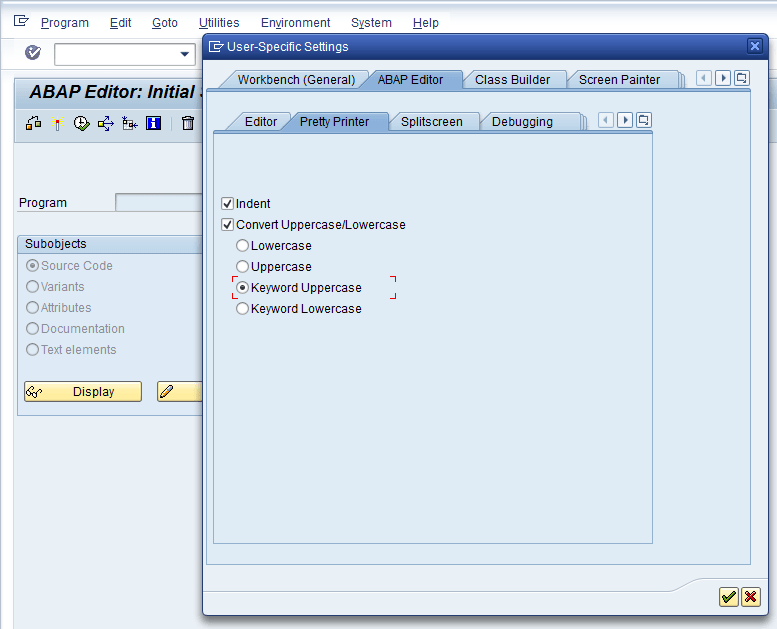 Is auto uppercase for keywords in the SAP editor (6.0) possible