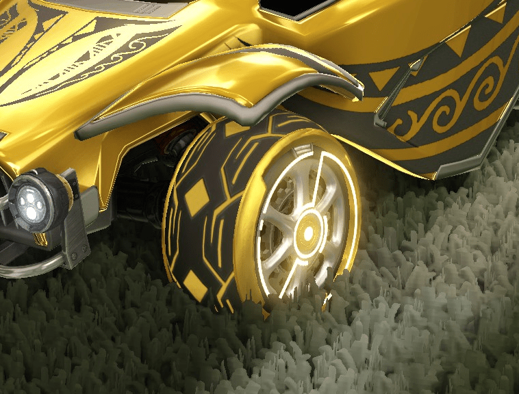 Can you help me identify these glowing gold and black patterned wheels