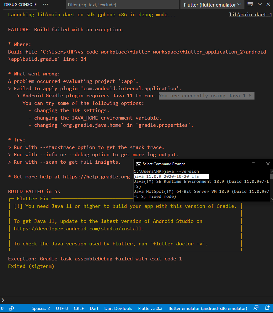 dart I Have to add JAVA_HOME to gradle.properties every time I start