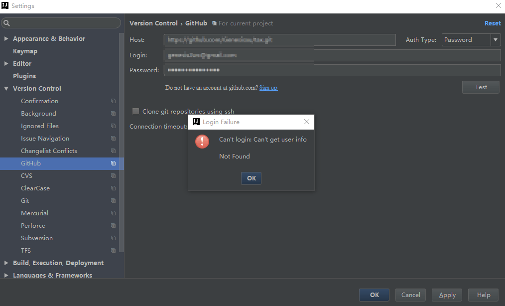 Intellij can't login to github Stack Overflow