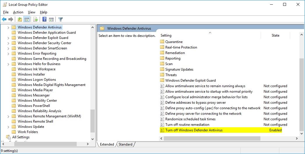 Disable Defender but keep Windows Firewall active in Win10 Super User