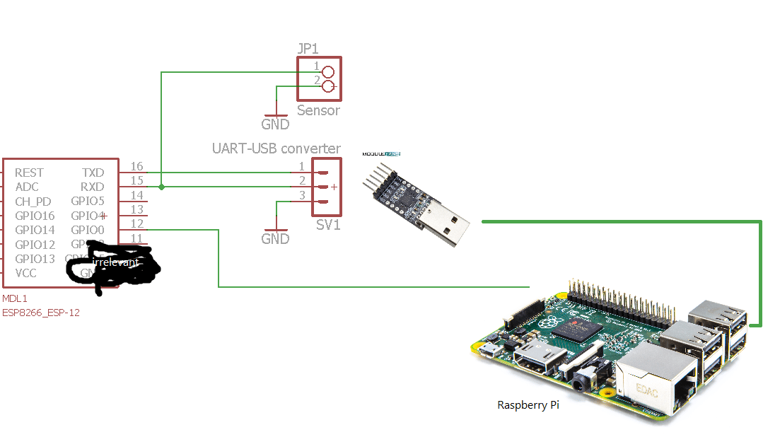 Usar UART para programar un dispositivo con otro sensor conectado al