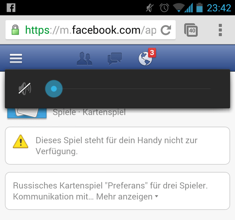 The Android and iOS versions of a Facebook game are not
