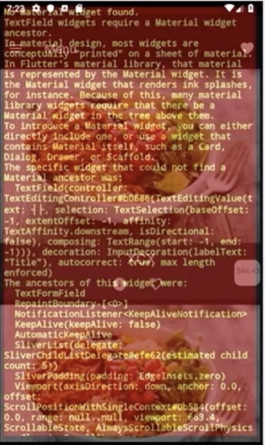 dart Another exception was thrown No Material widget found Stack