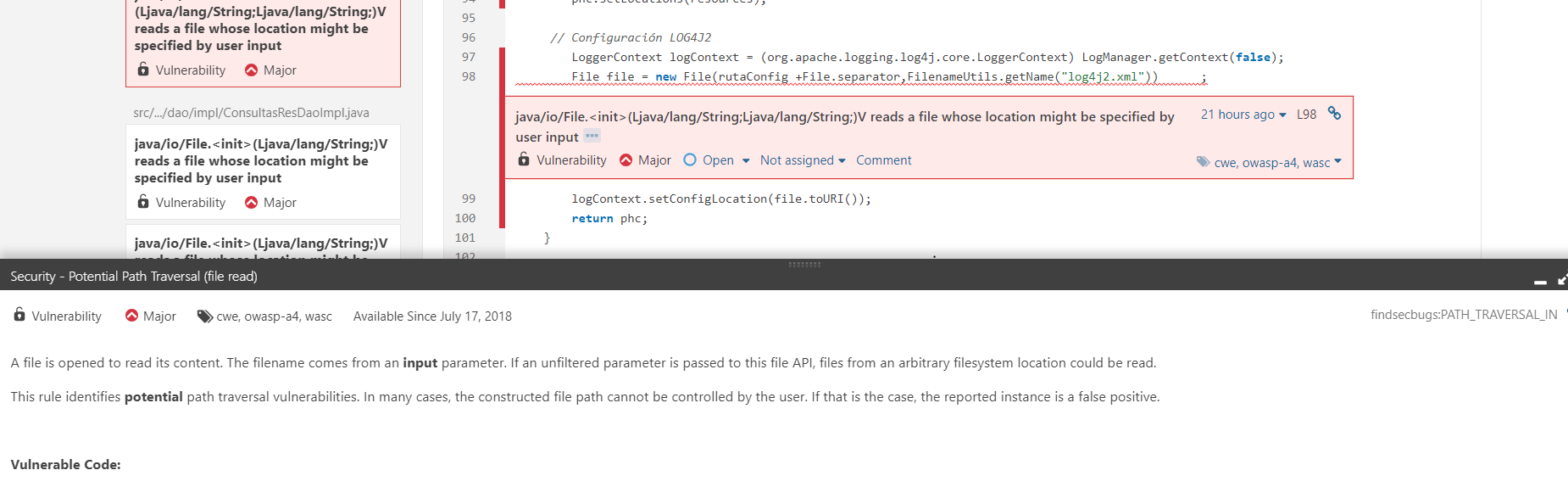 java Vulnerability path traversal in. The solution provided by sonar