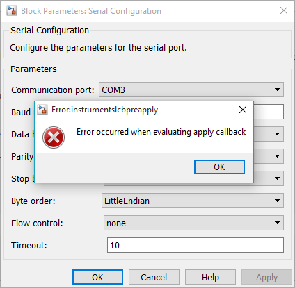 Arduino Simulink: serial port error - Stack Overflow