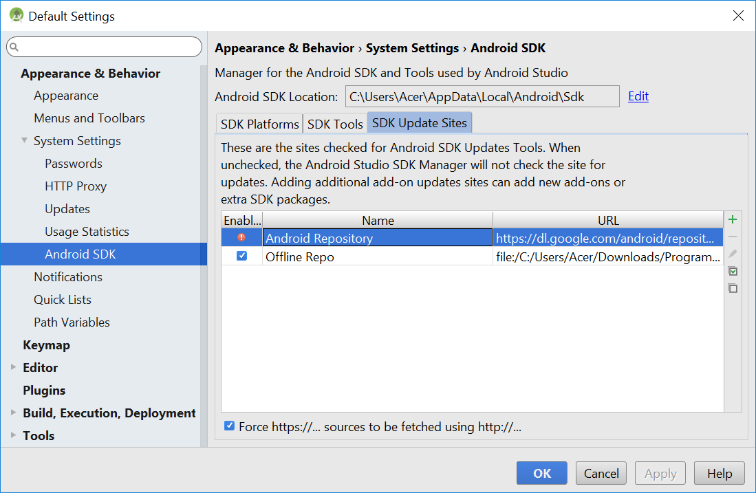 How to update android studio api imagingsno