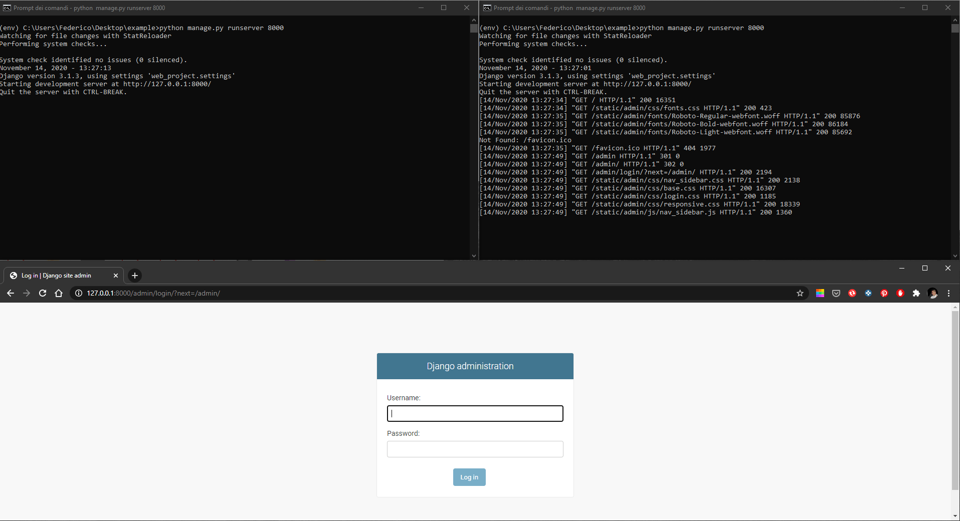 python Why can I run multiple django apps on the same ip