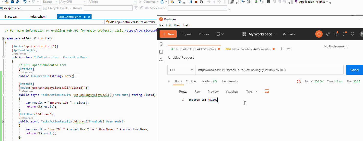 c How to pass diferent kind of parameters to 5 web Api Stack