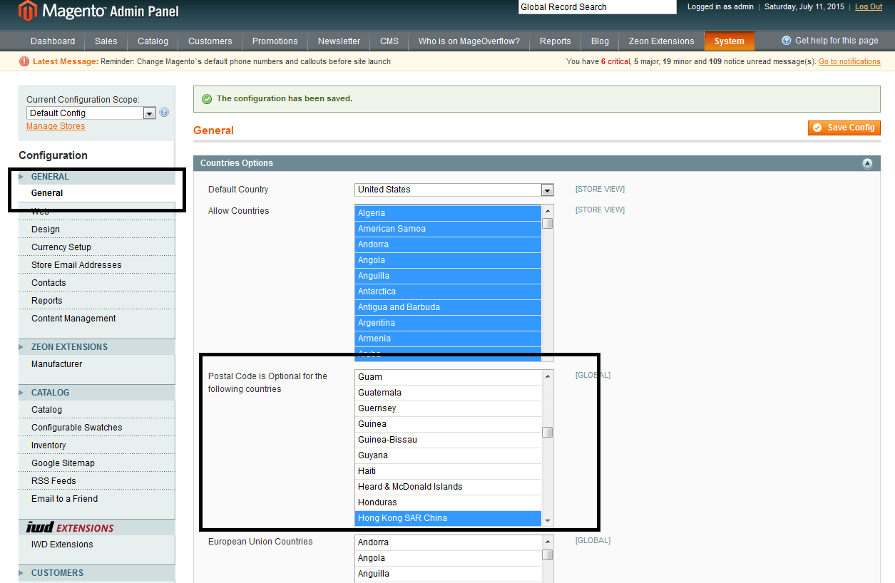 magento 1.9 How to change the required field of Zip/Postal Code with