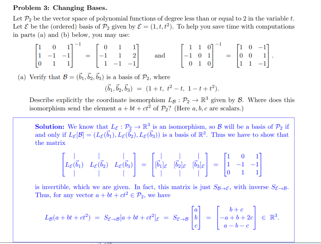 linear algebra Trying to understand change of basis Mathematics