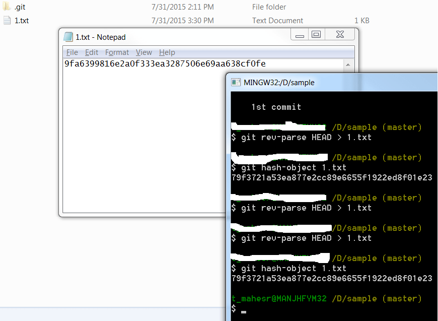 github save git hash in the same file without changing the current
