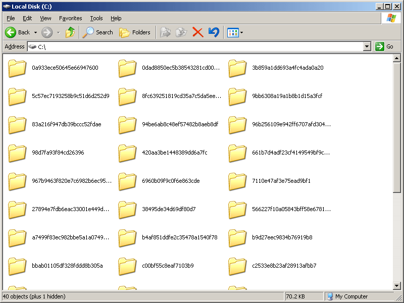 windows xp Strange folders are automaticaly created in my C\ drive
