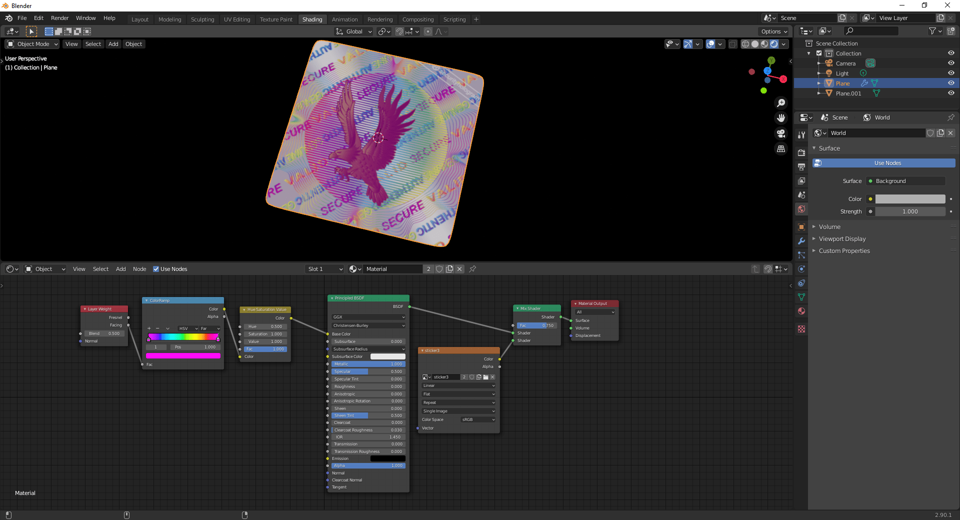 cycles render engine Security Hologram Sticker Blender Stack Exchange