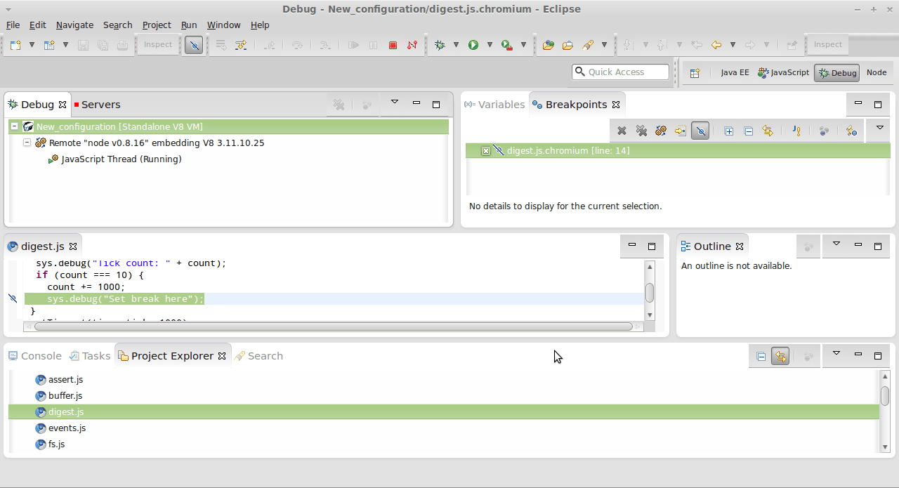 Debugging node.js applications with Eclipse Stack Overflow