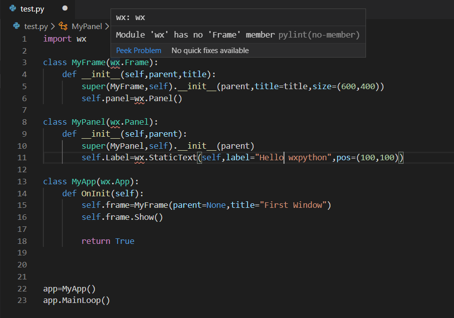 python I can't use wxpython properly Stack Overflow