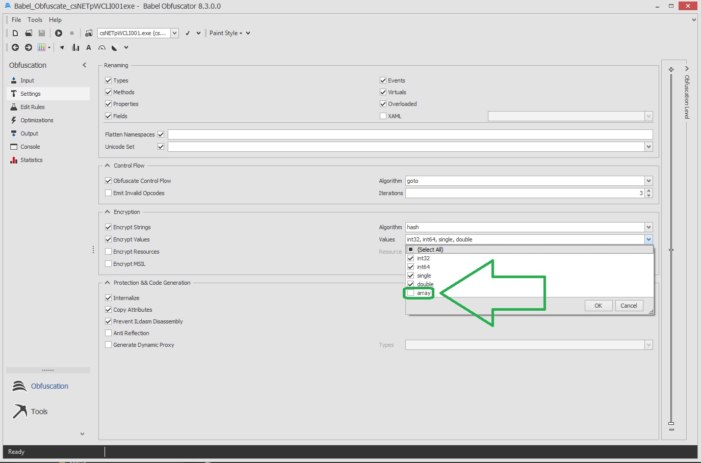 babeljs Babel Obfuscator V8.3.0.0 exception thrown after obfuscating