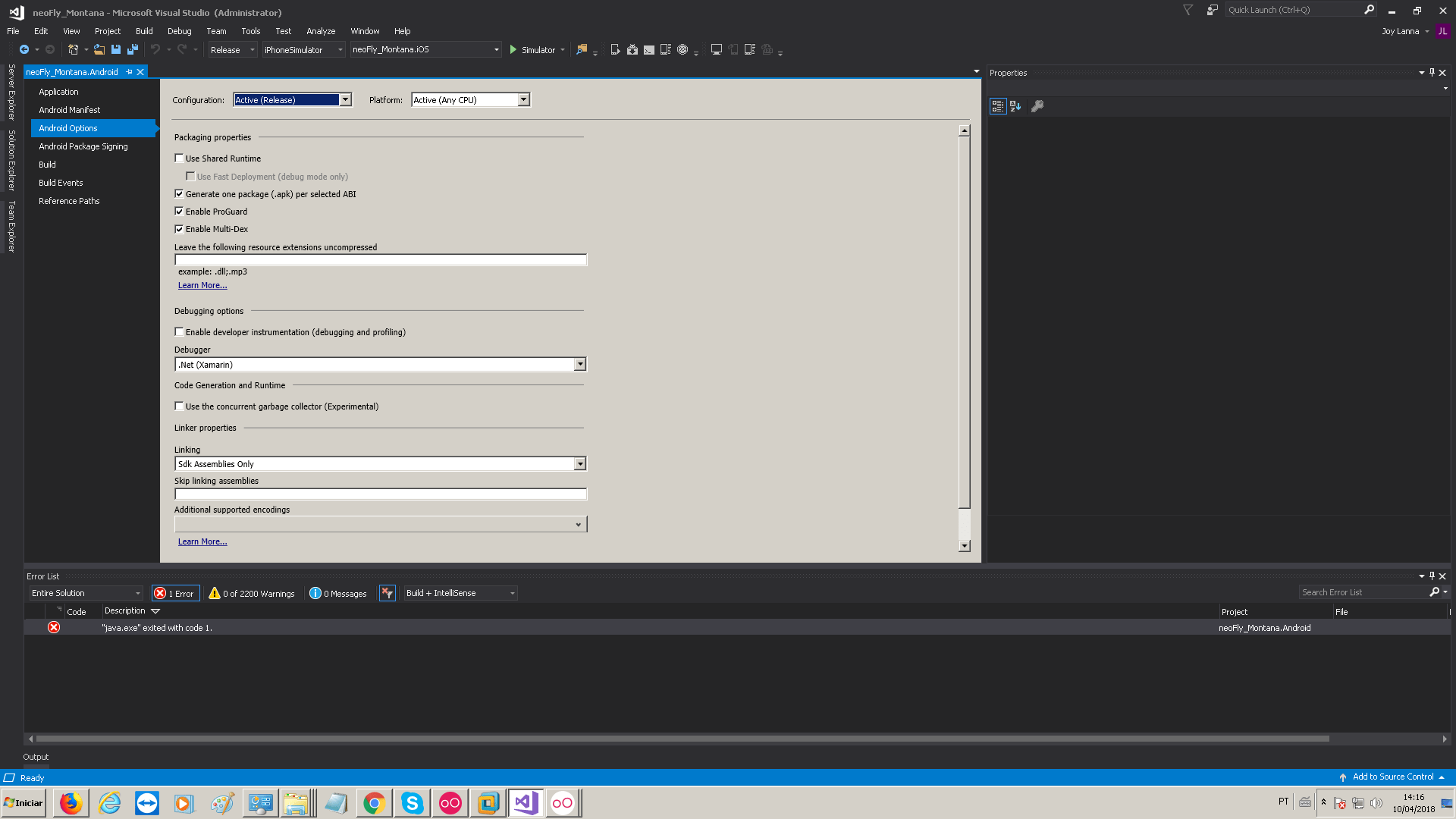 I can't create an apk using proguard on xamarin.android