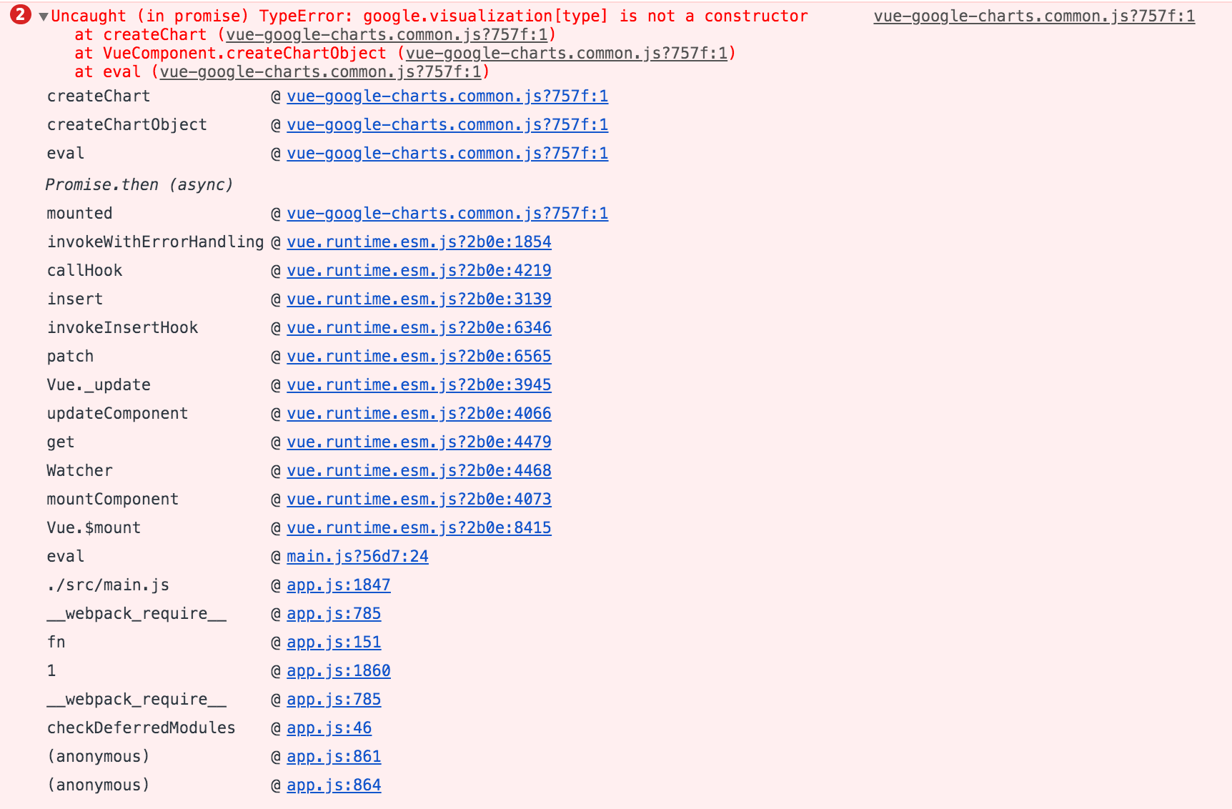javascript GeoChart in Vue throwing error chartsLib.visualization[this.type] is not a