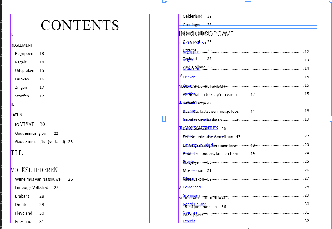 page layout InDesign how to insert TOC before content Graphic