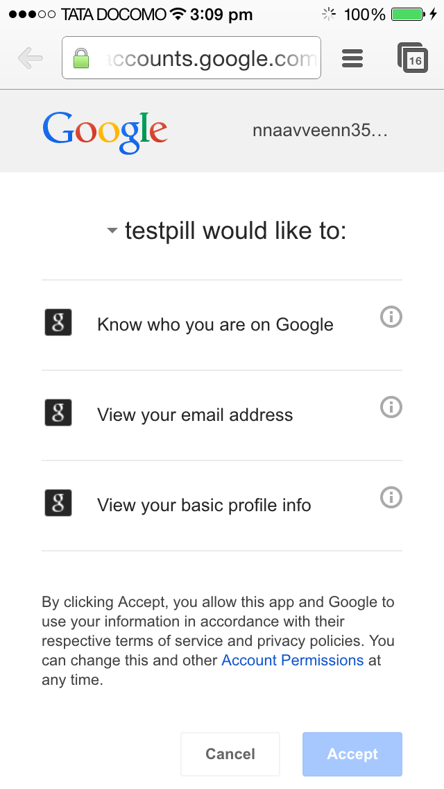 objective c google plus login is redirecting to in ios