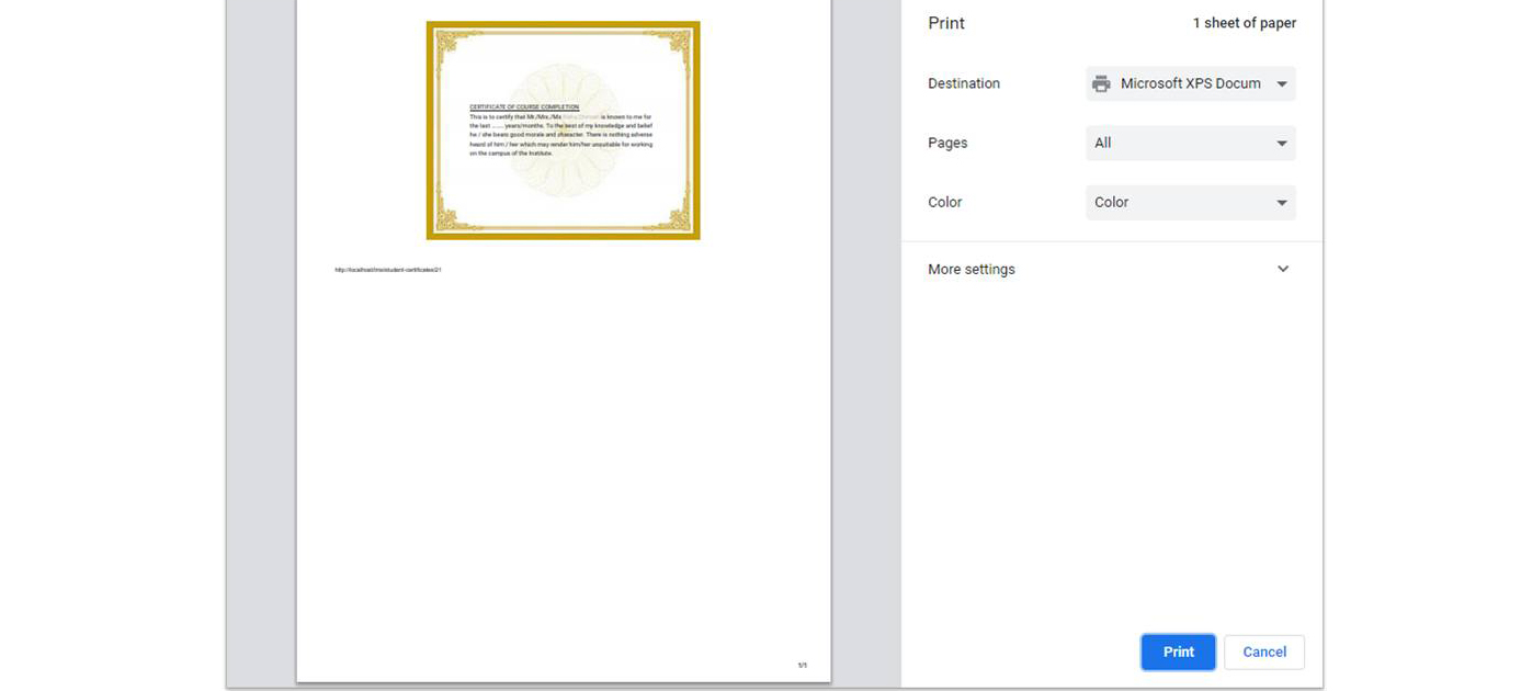html how to style content of div on printing page using javascript