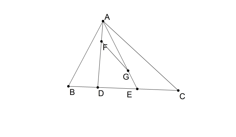 geometry find ratio of area of triangle \Delta{AFG} to area of