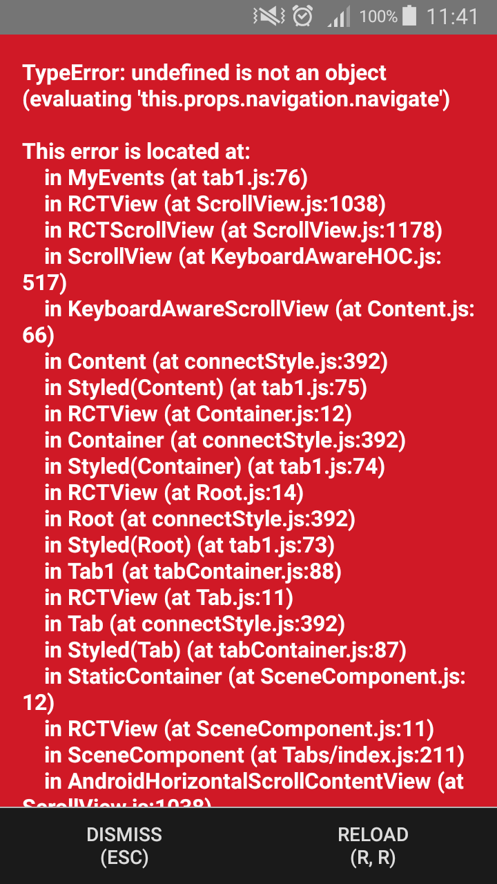 How to open another screen inside tab container in react