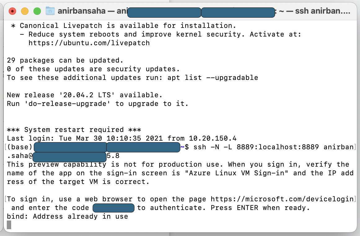 Jupyter Notebook SSH Tunnelling Error Bind Address Already In Use 22425