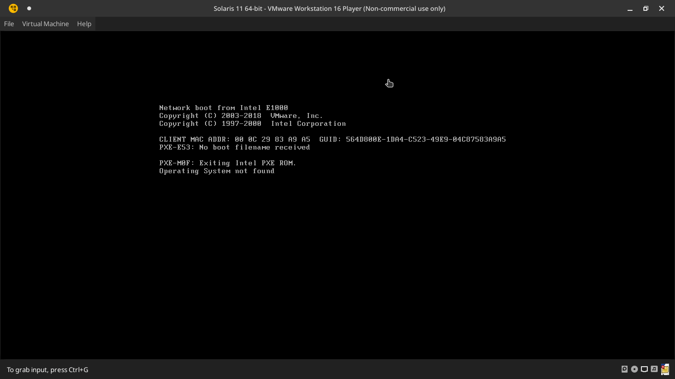 virtual machine No operating System found in Vmware workstation 16