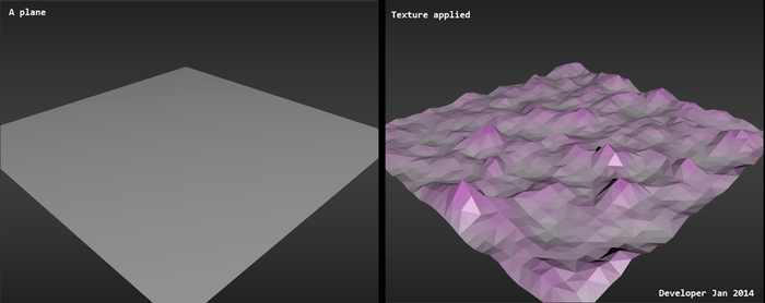 modeling How to generate a deformed mesh based on applied texture