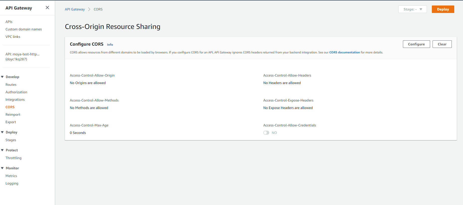 amazon web services CORS is blocked in the AWS HTTP API Gateway when