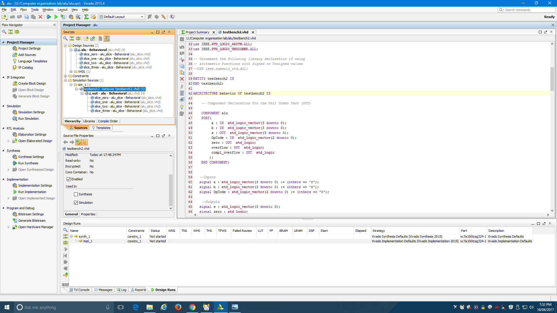 vhdl Using a testbench .vhd file in vivado Stack Overflow