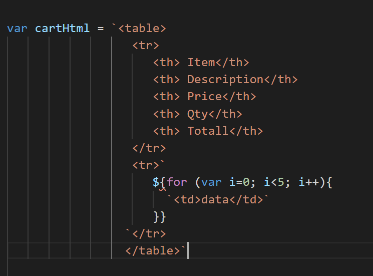 javascript I am trying to add a for loop inside html, ? but the for