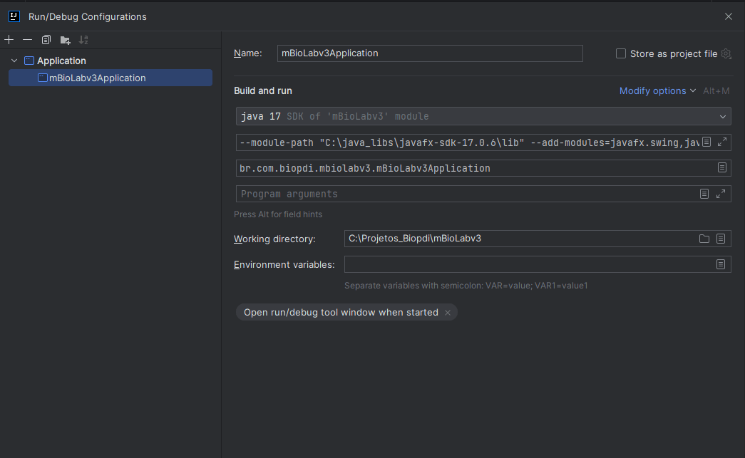 JavaFX Project module not found (tudo configurado, aparentemente