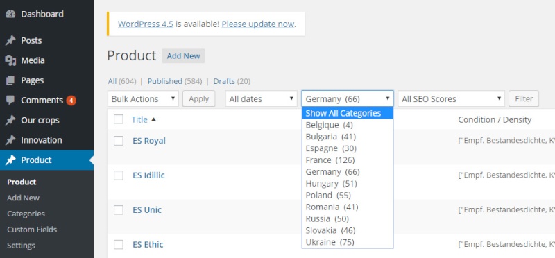 custom post types Display subcategories in the filter on CPT