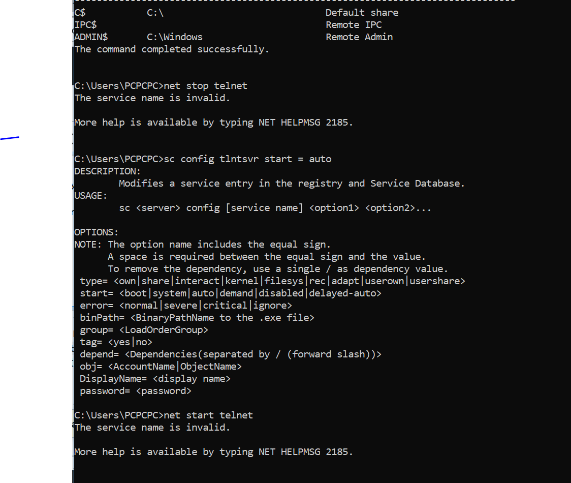 windows net start command gives service name is