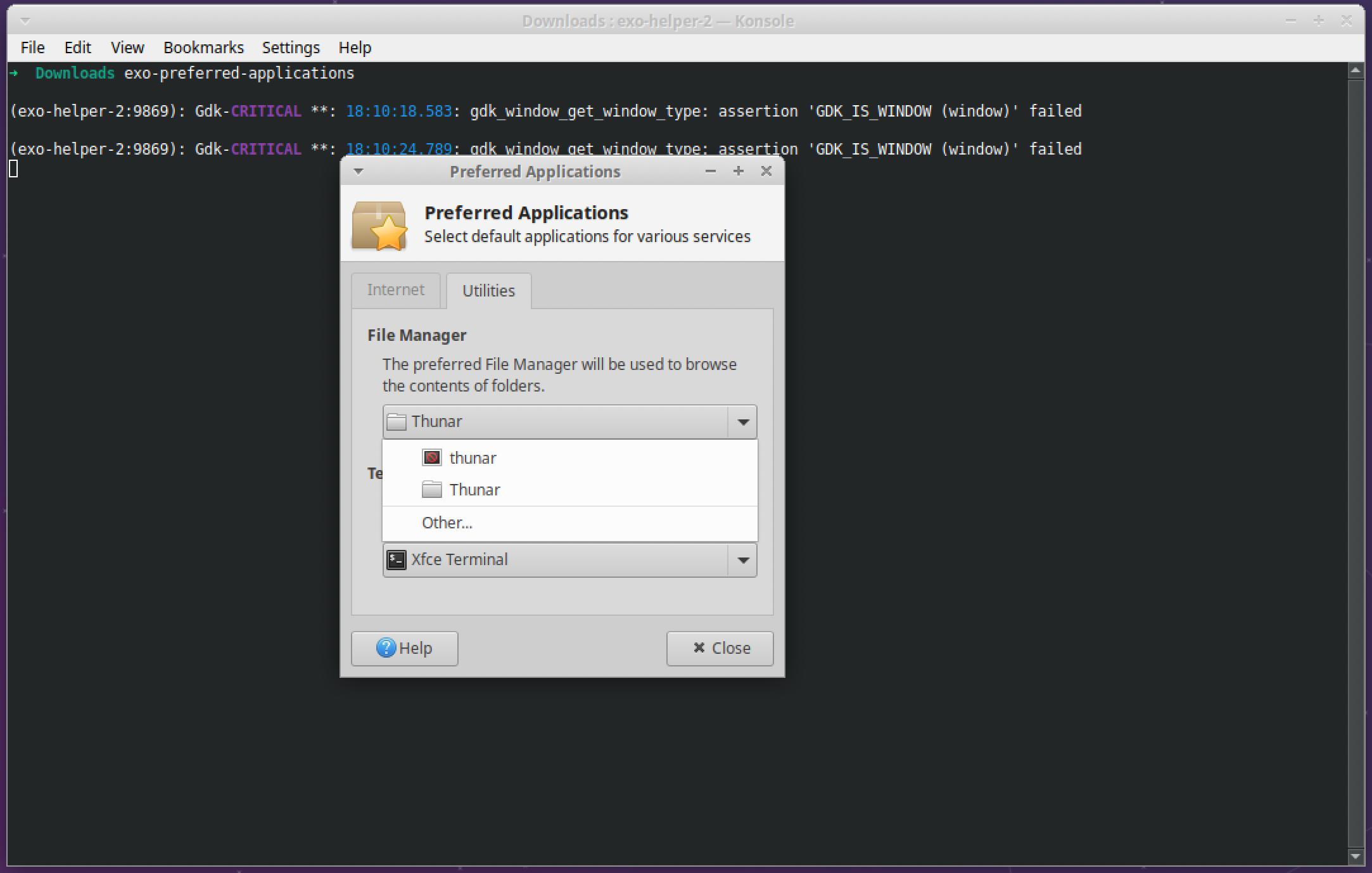 kubuntu XUbuntu & Konsole Right Click > Open File Manager opens VLC instead of Thunar Ask