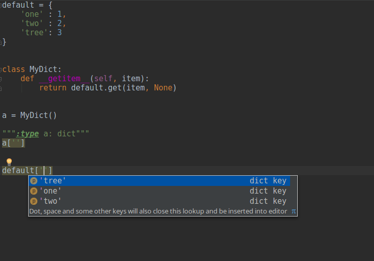 python Pycharm typehints for __getitem__ Stack Overflow