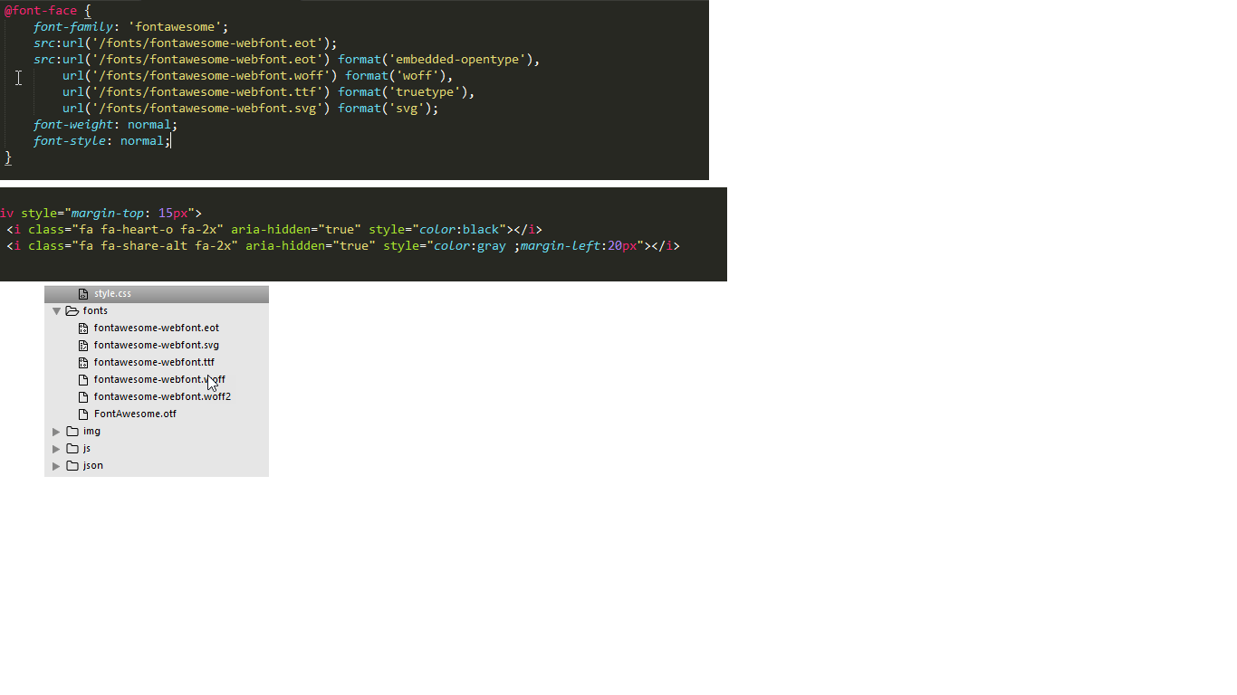 javascript Font Awesome showing in the browser but not
