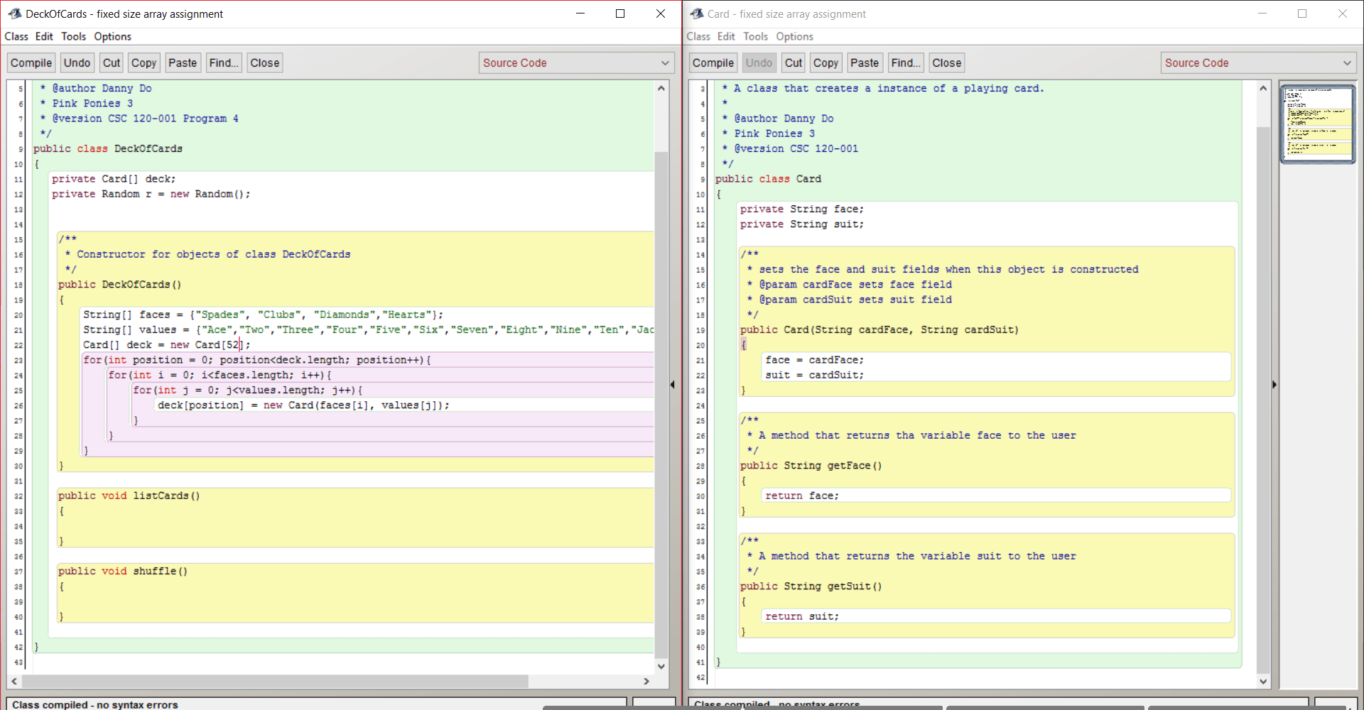 java Creating a fixed size array of type class with 2 parameters